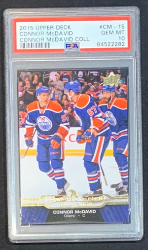 Connor McDavid 2015 Upper Deck Hockey Rookie Card RC #CM-15 Graded PSA 10-Powers Sports Memorabilia