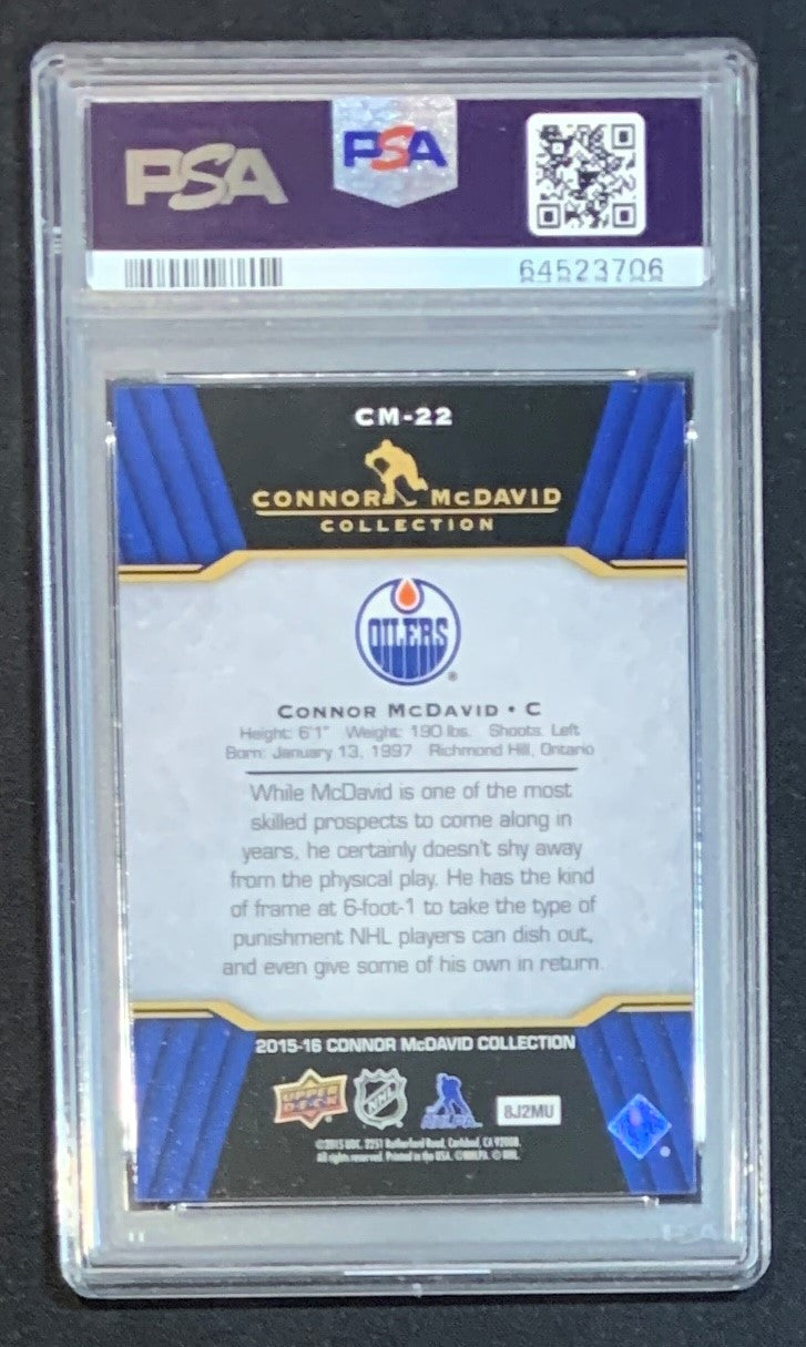 Connor McDavid 2015 Upper Deck Hockey Rookie Card RC #CM-22 Graded PSA 10-Powers Sports Memorabilia