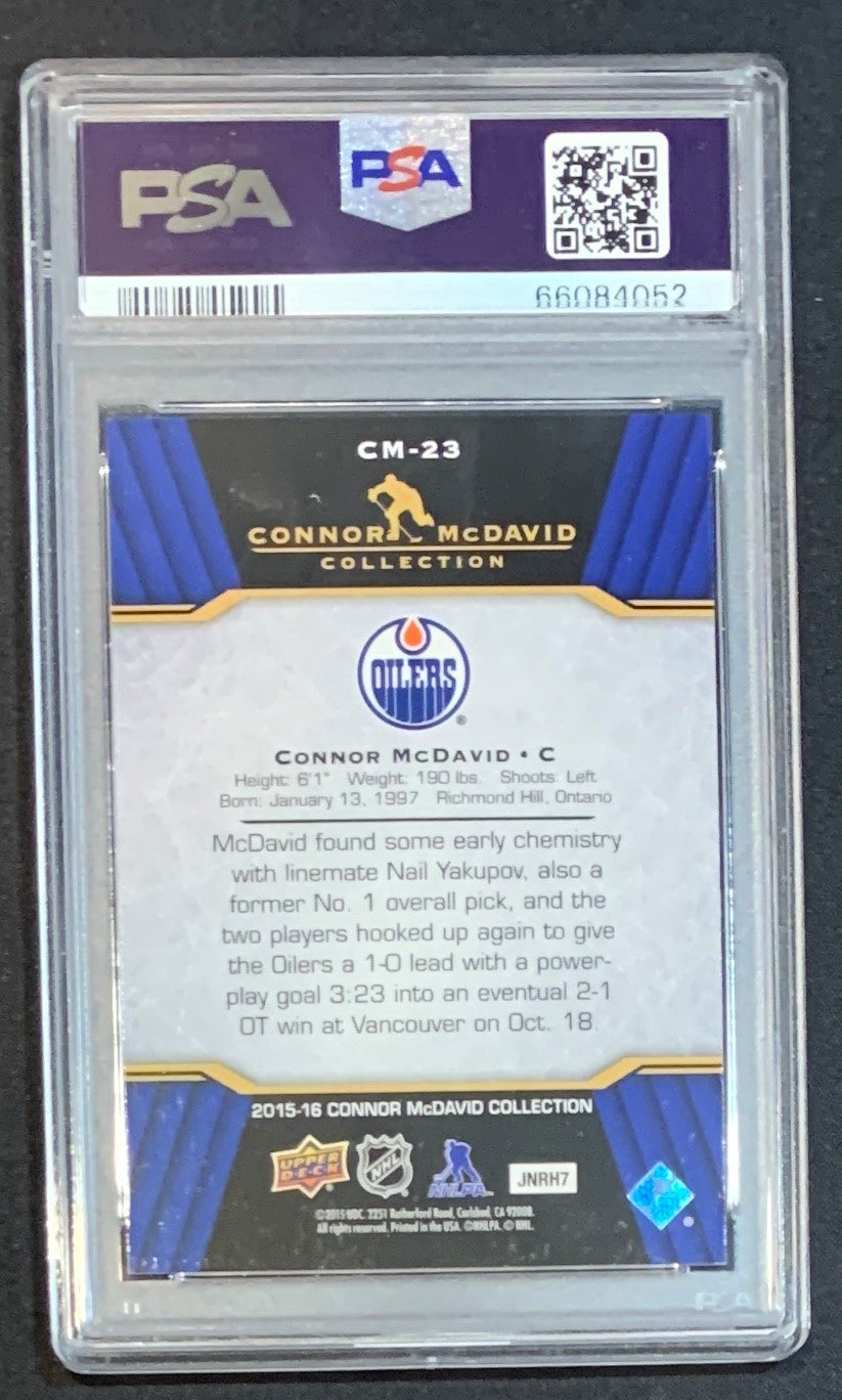 Connor McDavid 2015 Upper Deck Hockey Rookie Card RC #CM-23 Graded PSA 10-Powers Sports Memorabilia