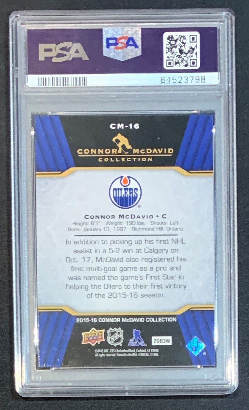 Connor McDavid 2015 Upper Deck Hockey Rookie Card RC #CM-16 Graded PSA 10-Powers Sports Memorabilia