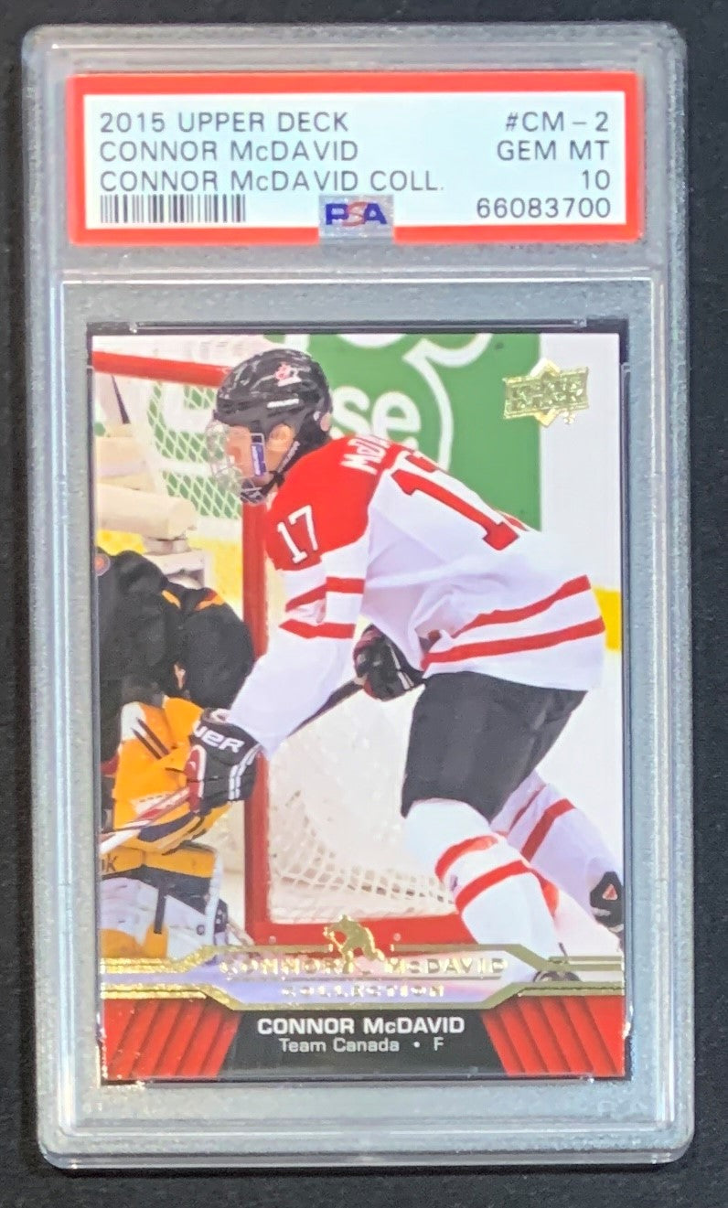 Connor McDavid 2015 Upper Deck Hockey Rookie Card RC #CM-2 Graded PSA 10-Powers Sports Memorabilia