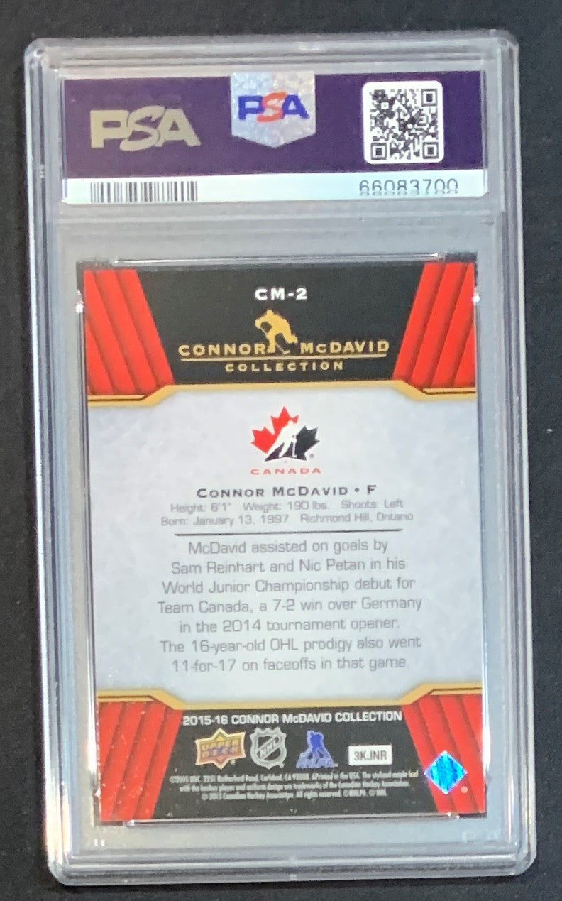 Connor McDavid 2015 Upper Deck Hockey Rookie Card RC #CM-2 Graded PSA 10-Powers Sports Memorabilia