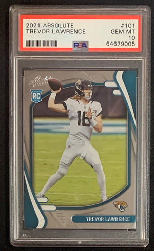 Trevor Lawrence 2021 Panini Absolute Football Rookie Card RC #101 Graded PSA 10-Powers Sports Memorabilia