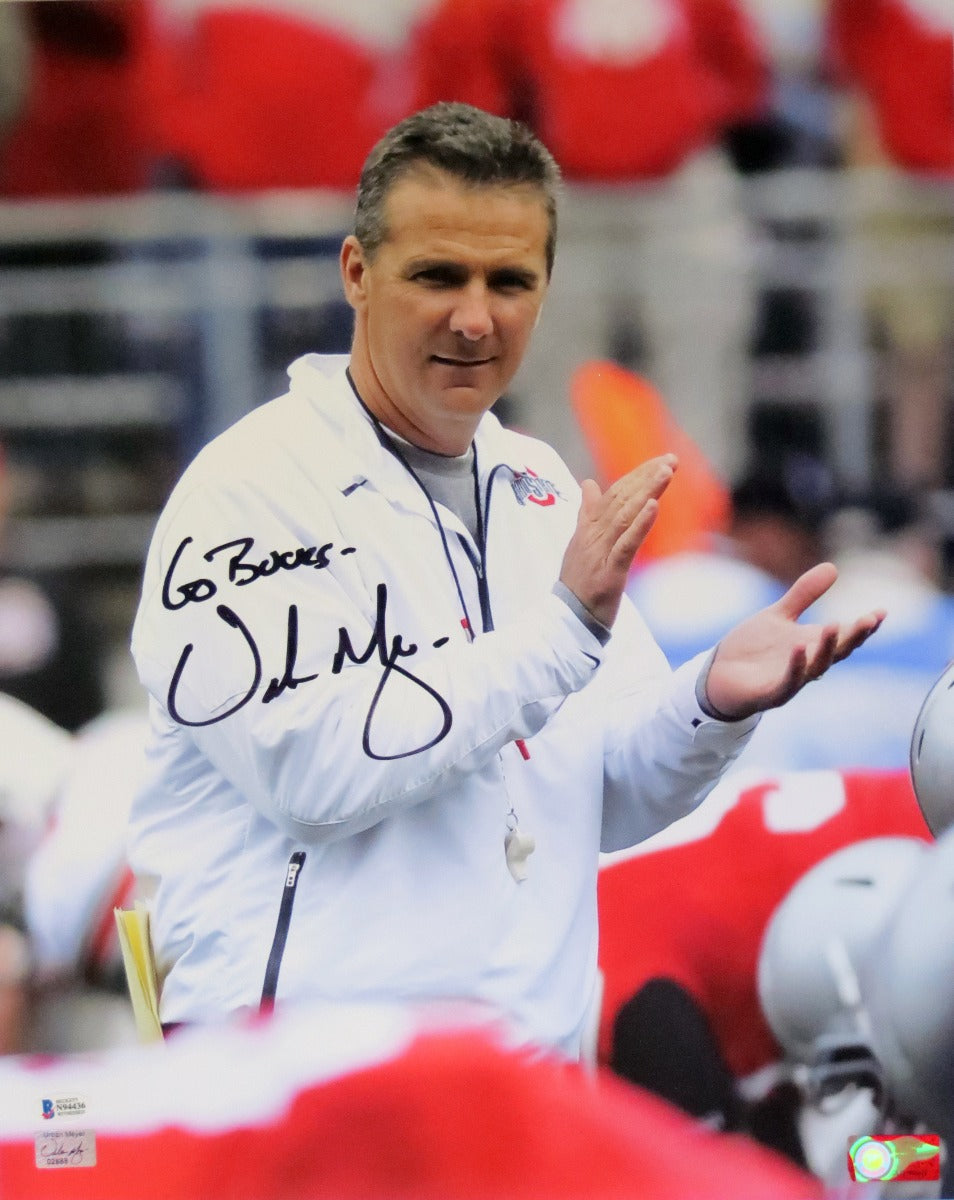 Urban Meyer Autographed Ohio State Buckeyes 16x20 Photo W/ Go Bucks Beckett Witnessed #1-Powers Sports Memorabilia
