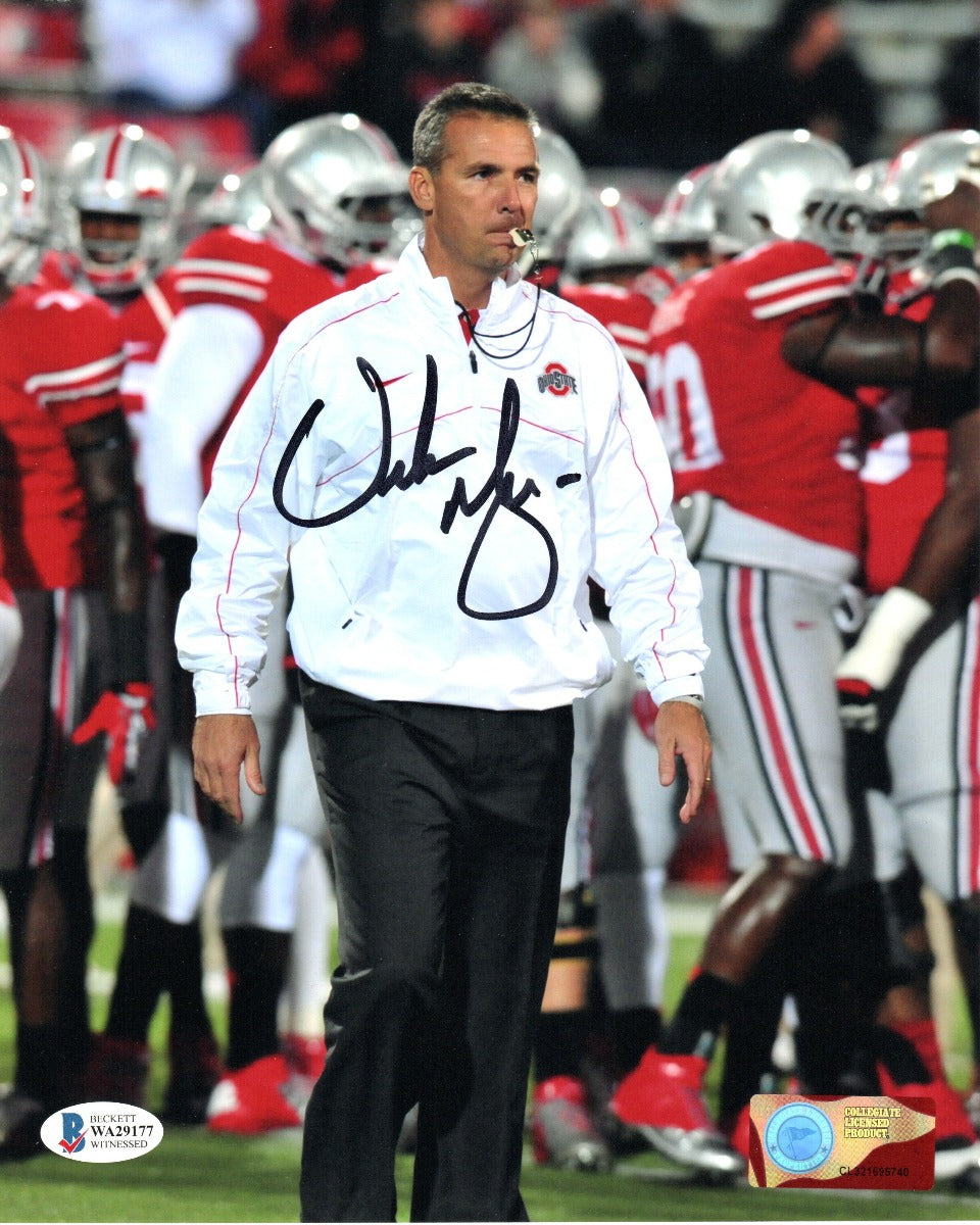 Urban Meyer Autographed Ohio State Buckeyes 8x10 Photo Beckett Witnessed #6-Powers Sports Memorabilia