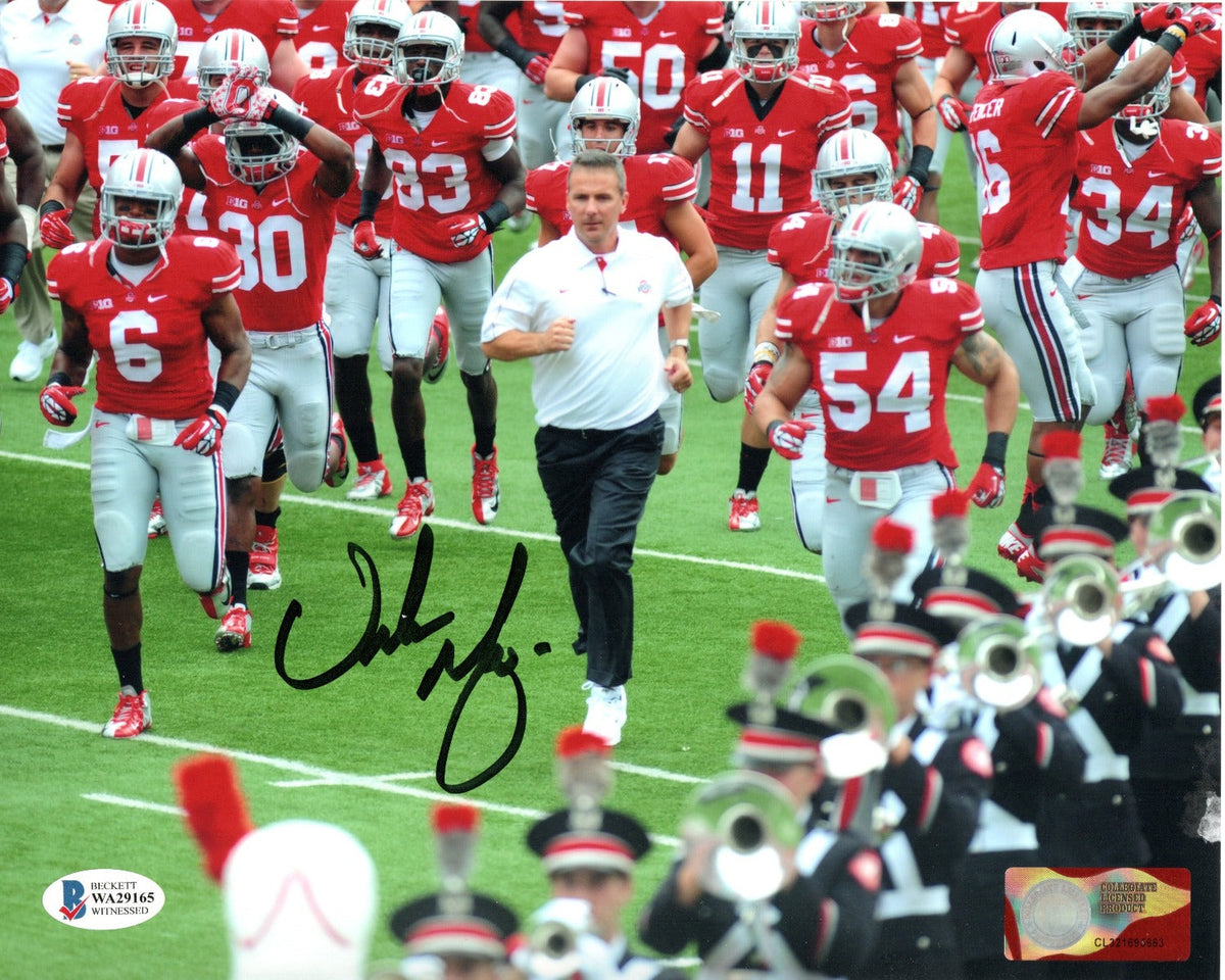Urban Meyer Autographed Ohio State Buckeyes 8x10 Photo Beckett Witnessed #5-Powers Sports Memorabilia
