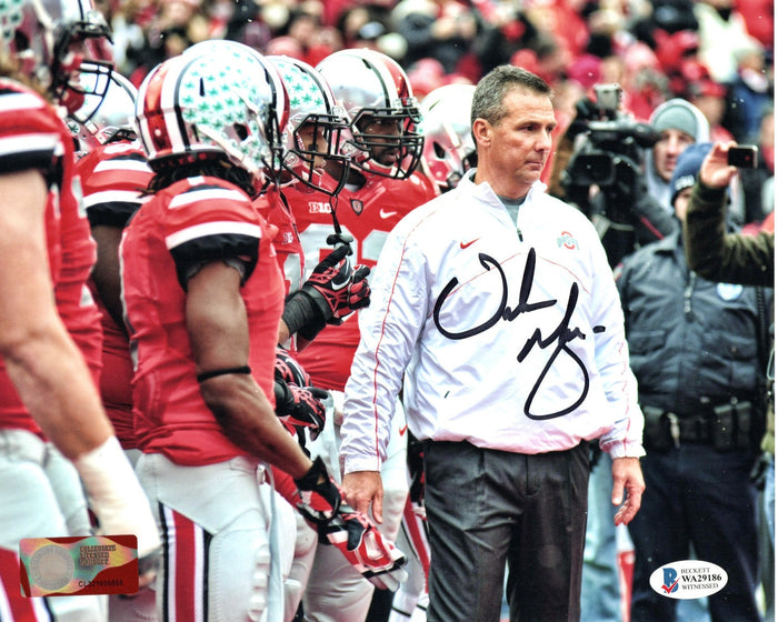 Urban Meyer Signed Ohio State Buckeyes 8x10 Photo Beckett Witnessed #7-Powers Sports Memorabilia
