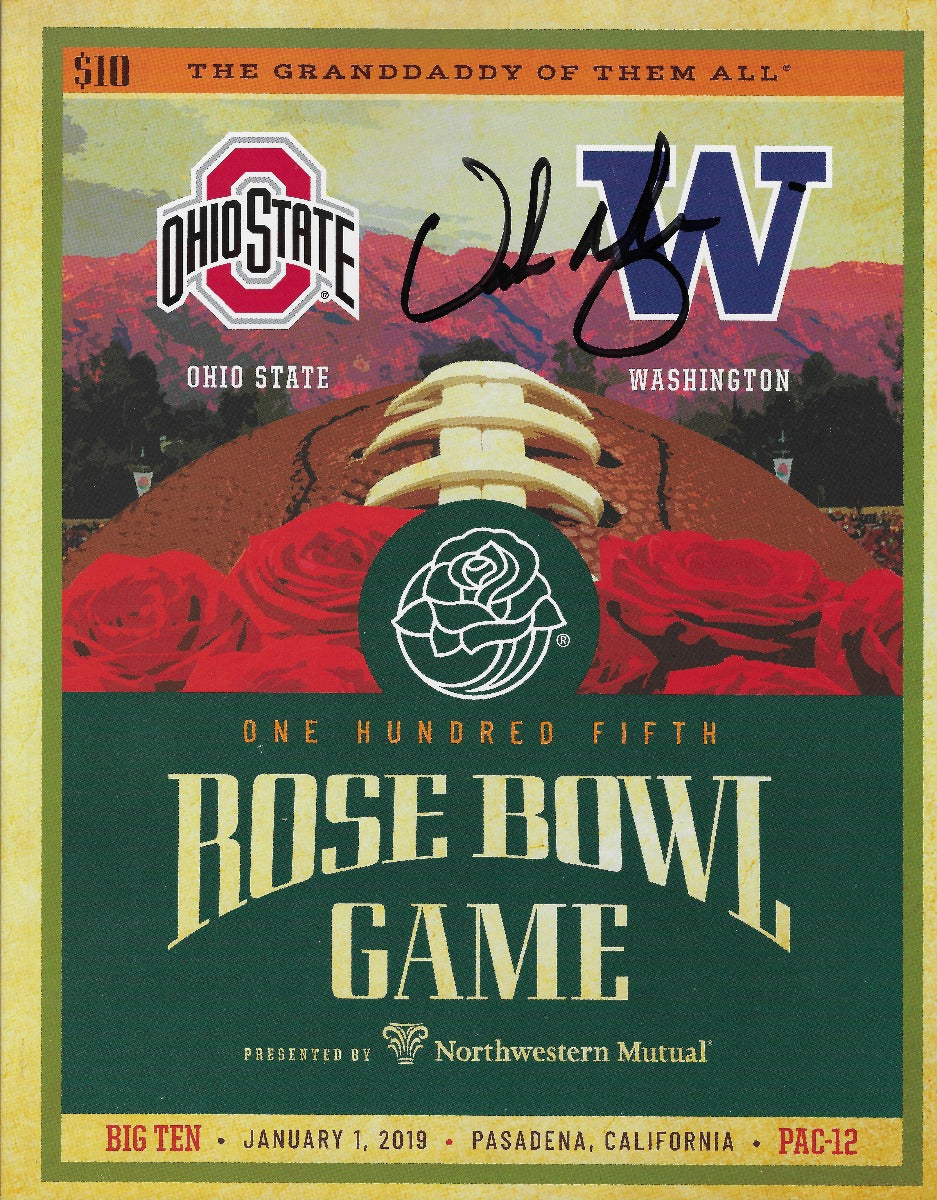 Urban Meyer Autographed 2019 Rose Bowl Program Beckett Witnessed-Powers Sports Memorabilia