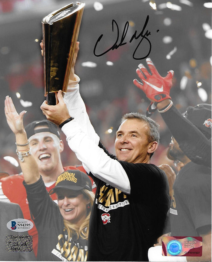 Urban Meyer Signed Ohio State Buckeyes Spotlight 2014 National Champions 8x10 Photo - Beckett-Powers Sports Memorabilia