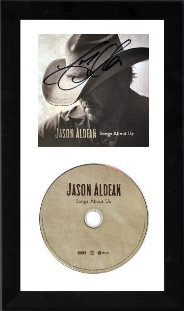 Jason Aldean Autographed 2026 Songs About Us 4.75x4.75 Art Card Insert/CD 6.5x12 Custom Framing- COA - CTBL_v47429-Powers Sports Memorabilia
