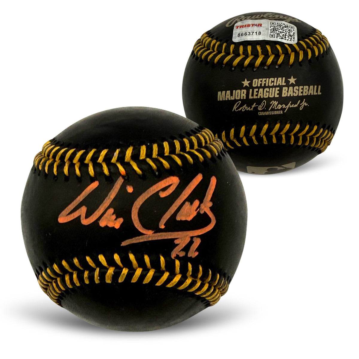 Will Clark San Francisco Giants Autographed MLB Signed Black Baseball TRISTAR Authenticated With UV Display Case-Powers Sports Memorabilia