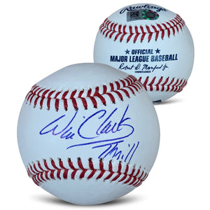 Will Clark dédicacé MLB Baseball signé THE THRILL Hologramme COA avec vitrine