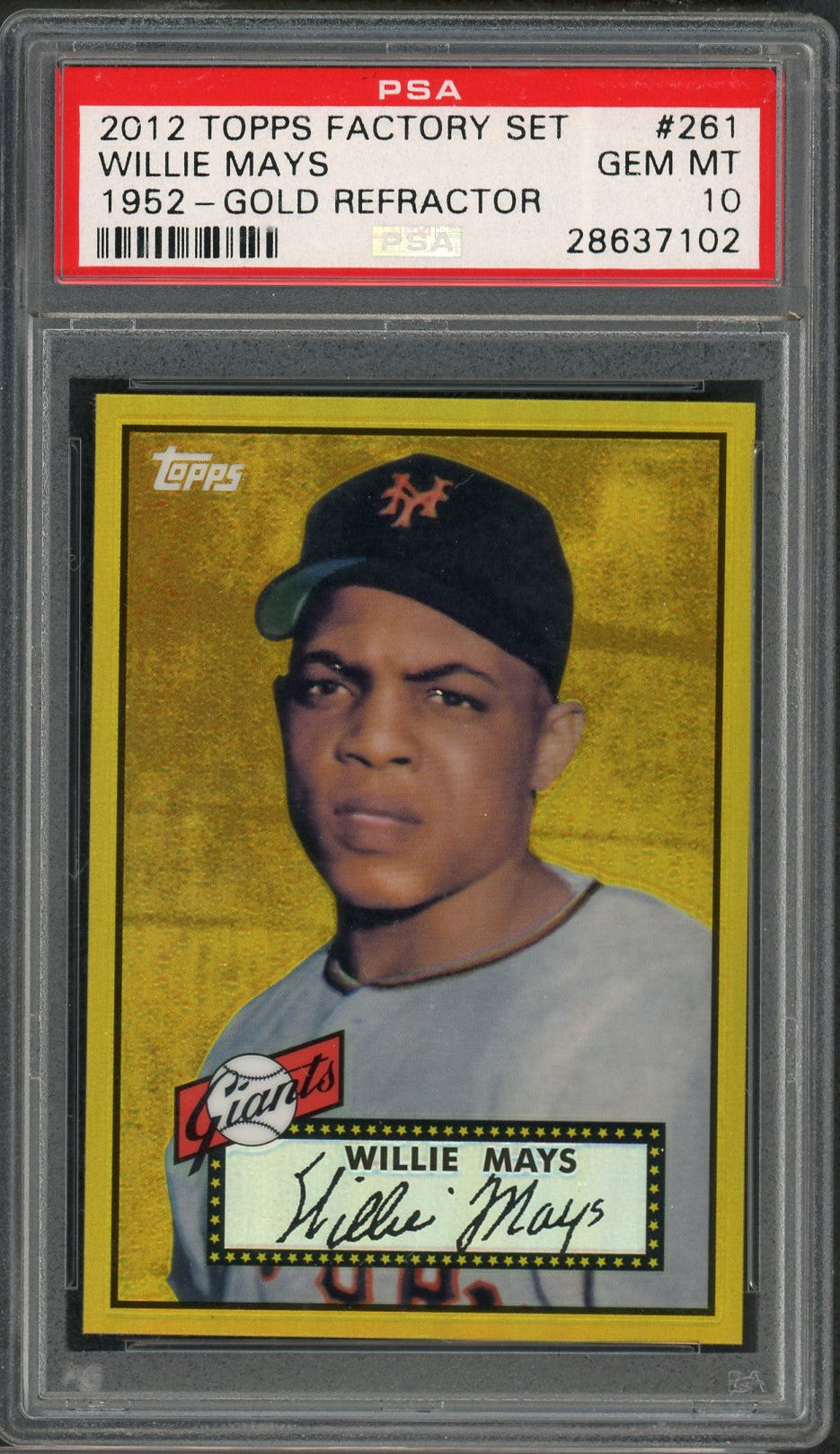 Willie Mays 2012 Topps Factory Set 1952 Gold Refractor Baseball Card #261 Graded PSA 10 GEM MINT-Powers Sports Memorabilia