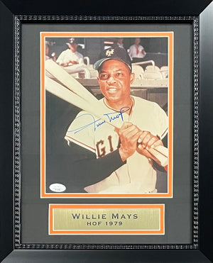 Willie Mays Autographed San Francisco Giants Signed Baseball 8x10 Framed Photo JSA COA 4-Powers Sports Memorabilia
