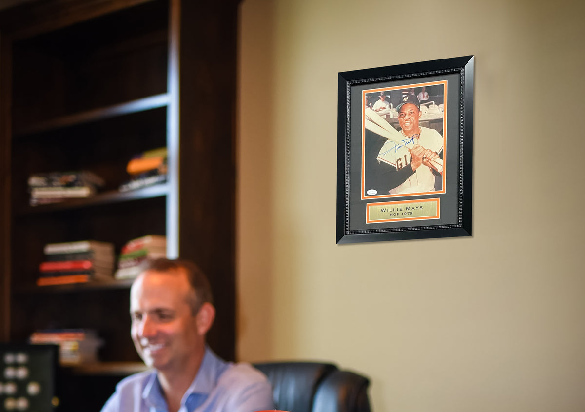 Willie Mays Autographed San Francisco Giants Signed Baseball 8x10 Framed Photo JSA COA 4-Powers Sports Memorabilia