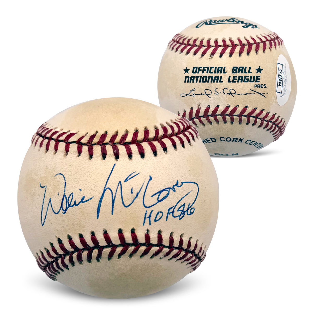 Willie McCovey Autographed San Francisco Giants Hall of Fame HOF 86 Signed National League Baseball With UV Display Case JSA COA CF24844