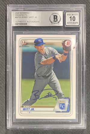 Bobby Witt Jr 2020 Bowman Paper Prospects Signed Rookie Card #BP25 Auto Graded Beckett 10-Powers Sports Memorabilia