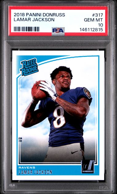 2019 Panini Donruss #317 Lamar Jackson RC Rookie PSA 10 Ravens 7-Powers Sports Memorabilia