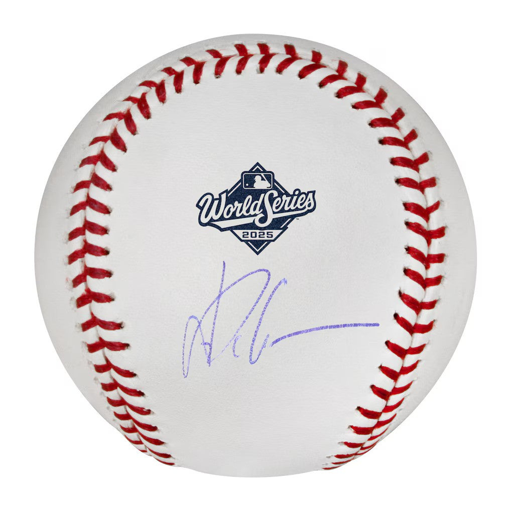 Yoshinobu Yamamoto Los Angeles Dodgers Autographed 2025 World Series Logo Baseball (PRE SALE)-Powers Sports Memorabilia