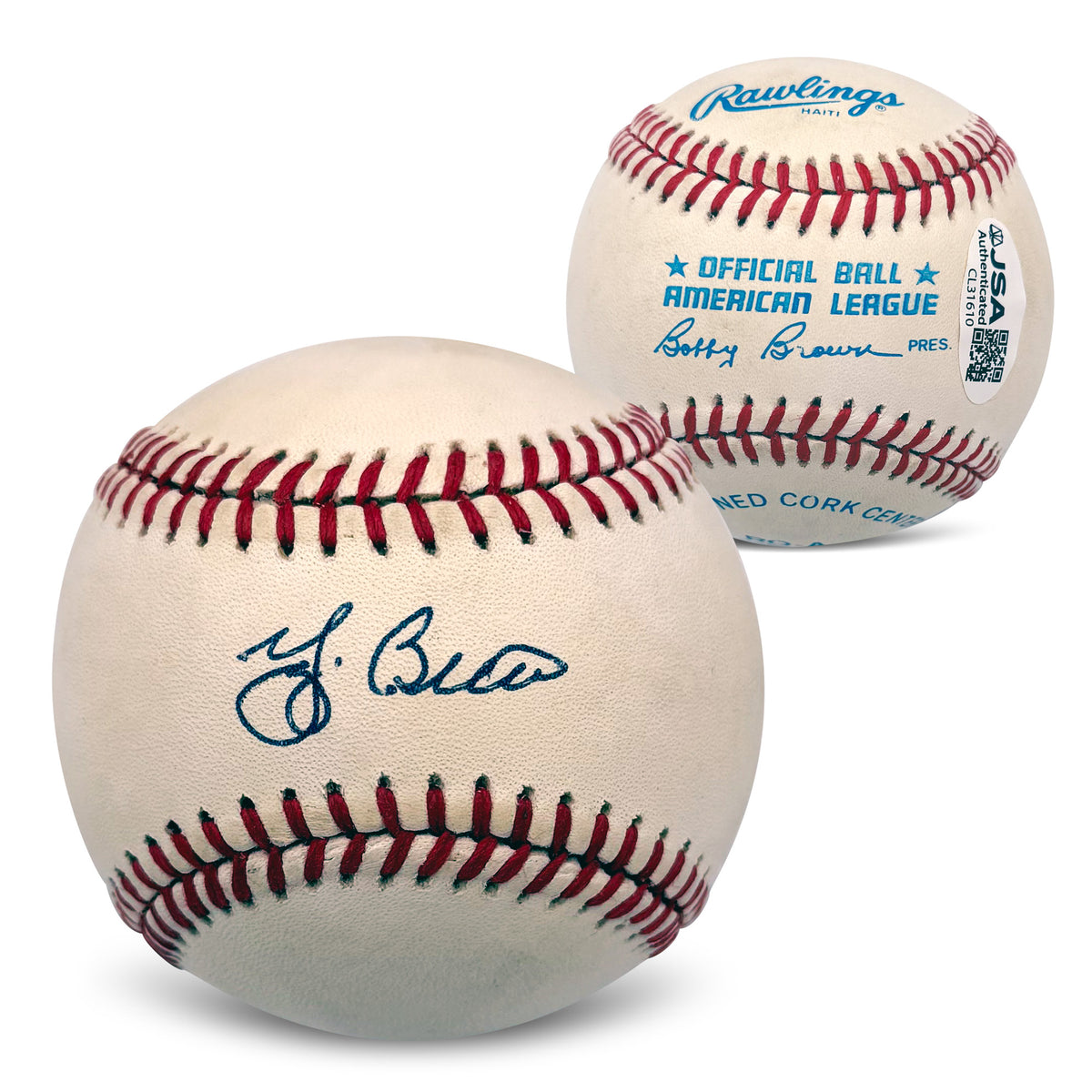Yogi Berra Autographed New York Yankees Signed American League Baseball With UV Display Case JSA COA CL31610
