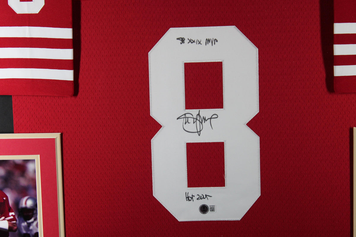 Steve Young Autographed San Francisco 49ers Signed Mitchell & Ness Football Framed Jersey SUPER BOWL XXIX MVP Hall of Fame HOF 2005 Beckett Witness Authenticated