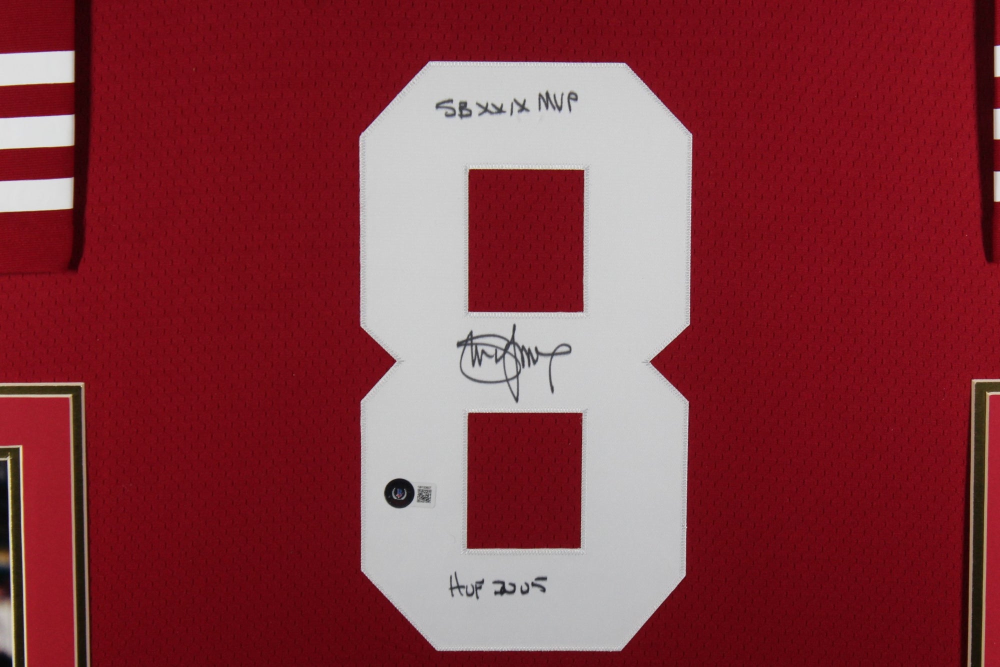 Steve Young Autographed San Francisco 49ers Signed Mitchell & Ness Football Framed Jersey SUPER BOWL XXIX MVP HOF 2005 Beckett COA-Powers Sports Memorabilia