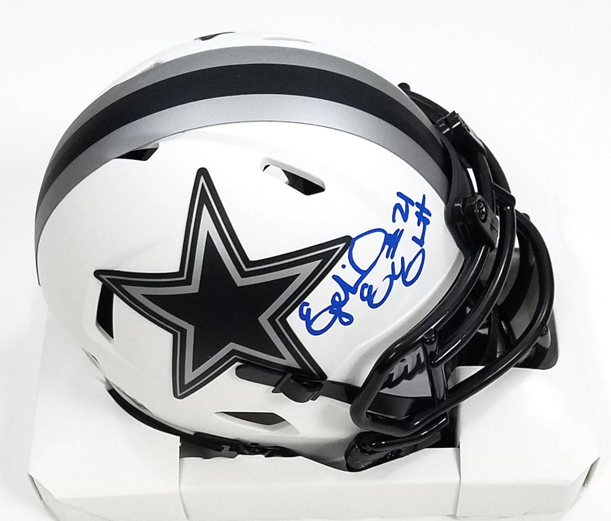 Ezekiel Elliott Autographed Dallas Cowboys Lunar Eclipse Mini Helmet Beckett Witnessed-Powers Sports Memorabilia