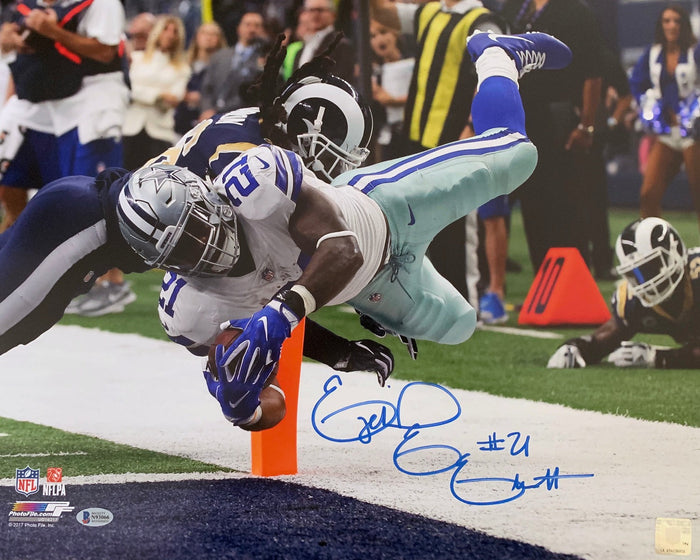 Ezekiel Elliott Signed Dallas Cowboys Touchdown 16x20 Photo - Beckett-Powers Sports Memorabilia