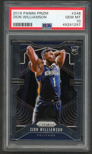 Zion Williamson 2019 Panini Prizm Basketball Rookie Card RC #248 Graded PSA 10 GEM MINT-Powers Sports Memorabilia