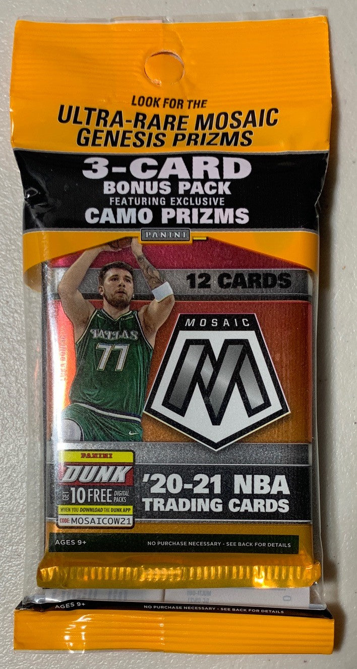 2020-21 Panini Mosaic Basketball Hanger Sealed Pack 15 Cards Look For Ultra Rare Mosaic Genesis & Camo Prizms-Powers Sports Memorabilia