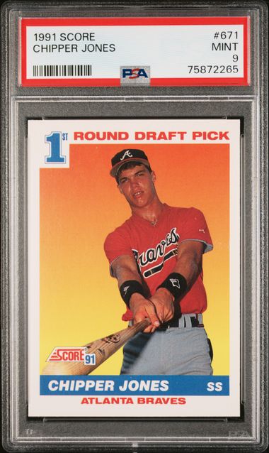 Chipper Jones 1991 Score Baseball Rookie Card #671 Graded PSA 9