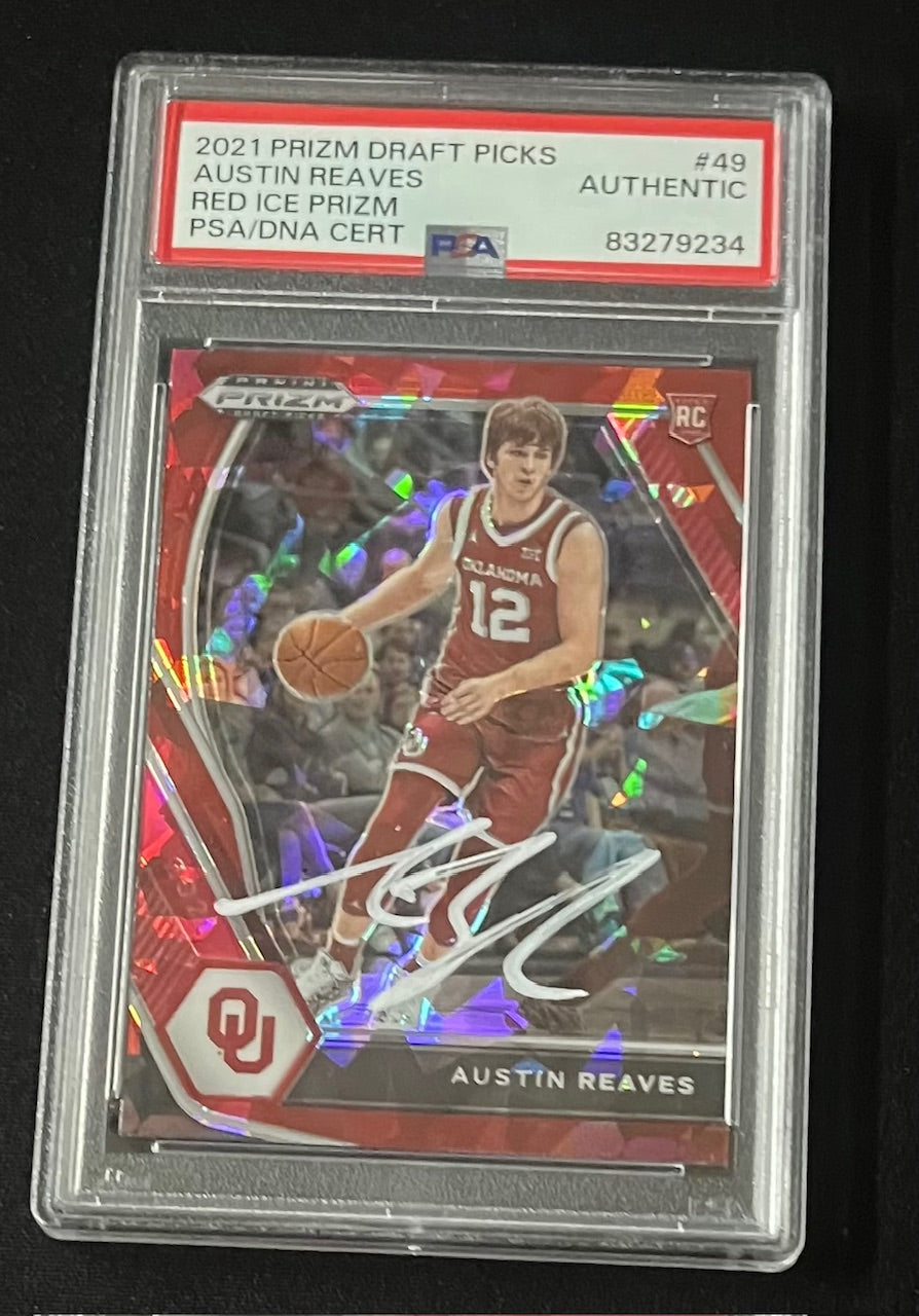 Austin Reaves 2021 Panini Prizm Red Ice Signed Rookie Card #49 Auto PS