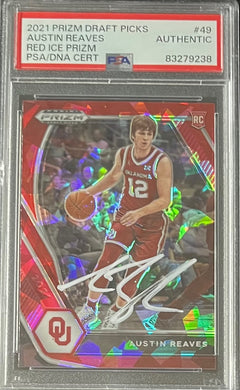 Austin Reaves 2021 Panini Prizm Red Ice Signed Rookie Card #49 Auto PS