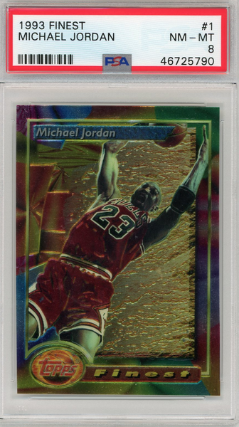 Michael Jordan 1993 Topps Finest Basketball Card #1 Graded PSA 8 NM-MT