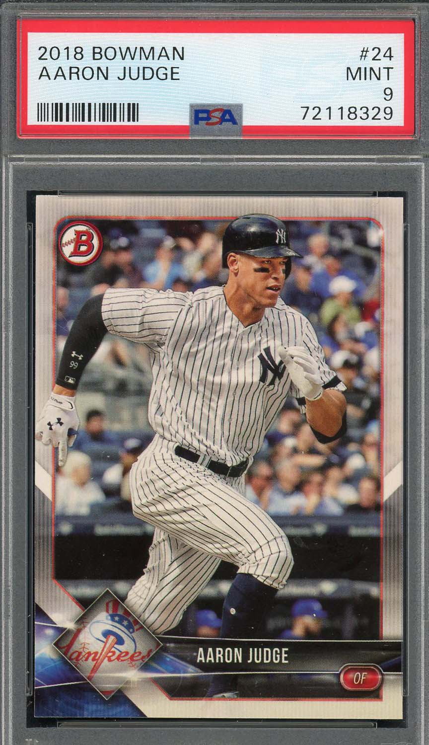 Aaron Judge 2018 Bowman Baseball Card #24 Graded PSA 9