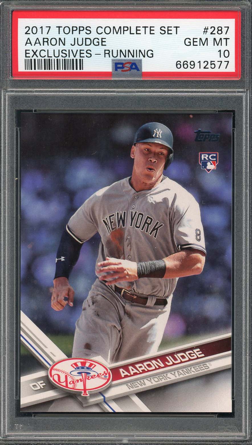 Aaron Judge 2017 Topps Catching Baseball Rookie Card RC #287 Graded PS