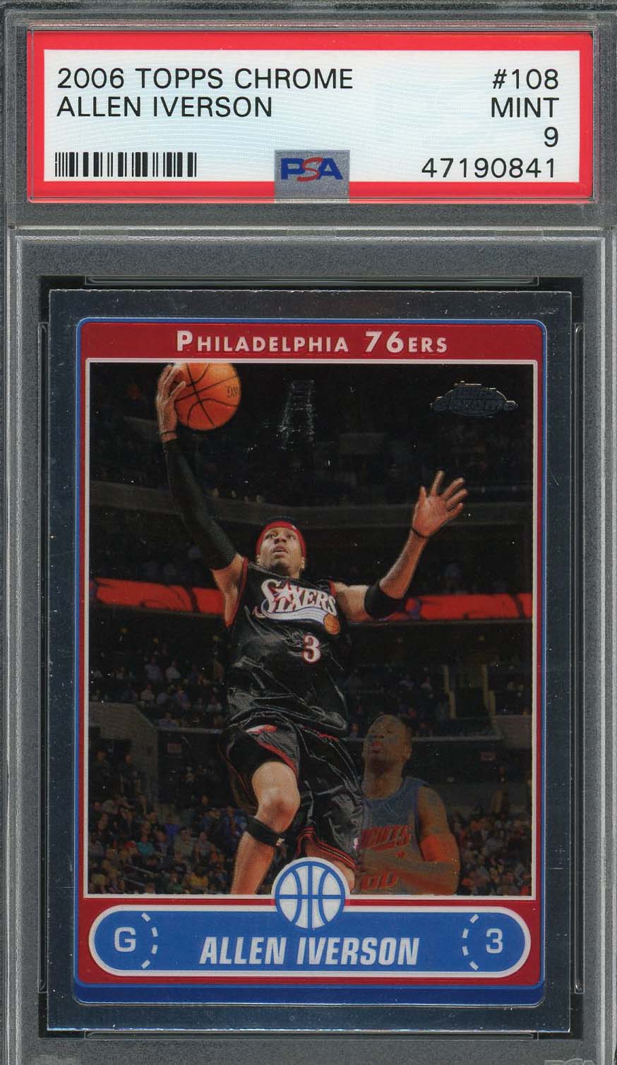 Allen Iverson 2006 Topps Chrome Basketball Card #108 Graded PSA 9