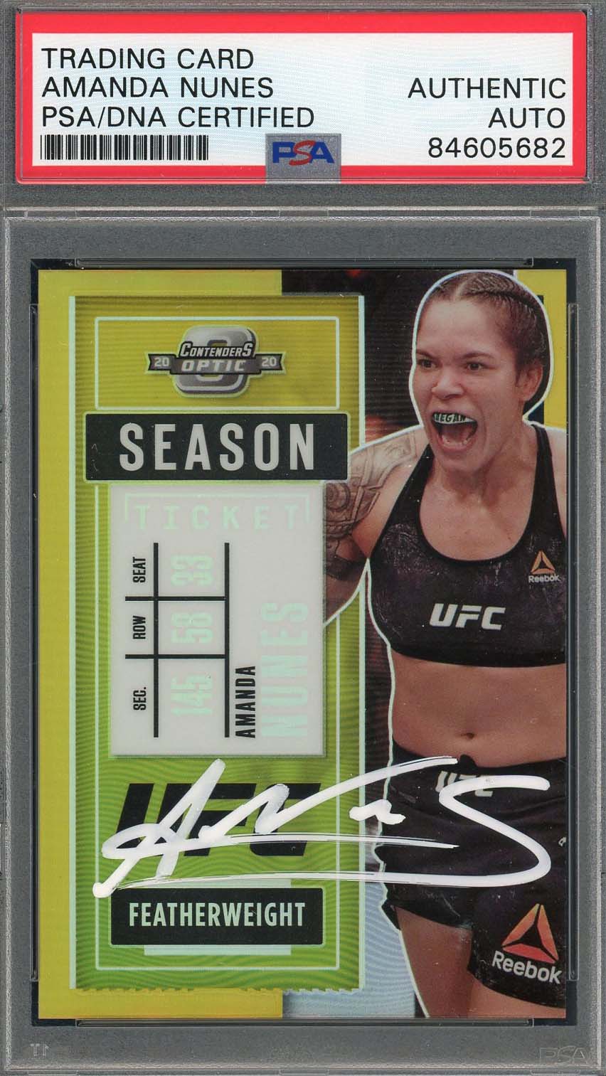 Amanda Nunes Autographed 2021 Panini Contenders Optic Gold Card PSA Auto 1/10-Powers Sports Memorabilia