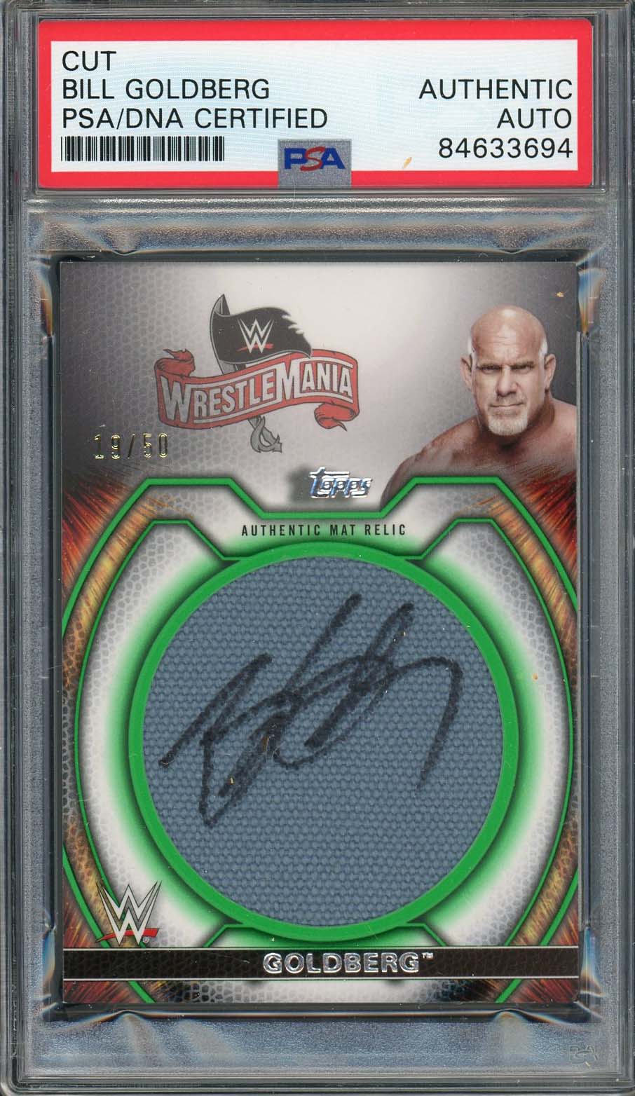 Bill Goldberg Autographed 2021 WWE Topps Mat Relic Signed Card PSA Aut