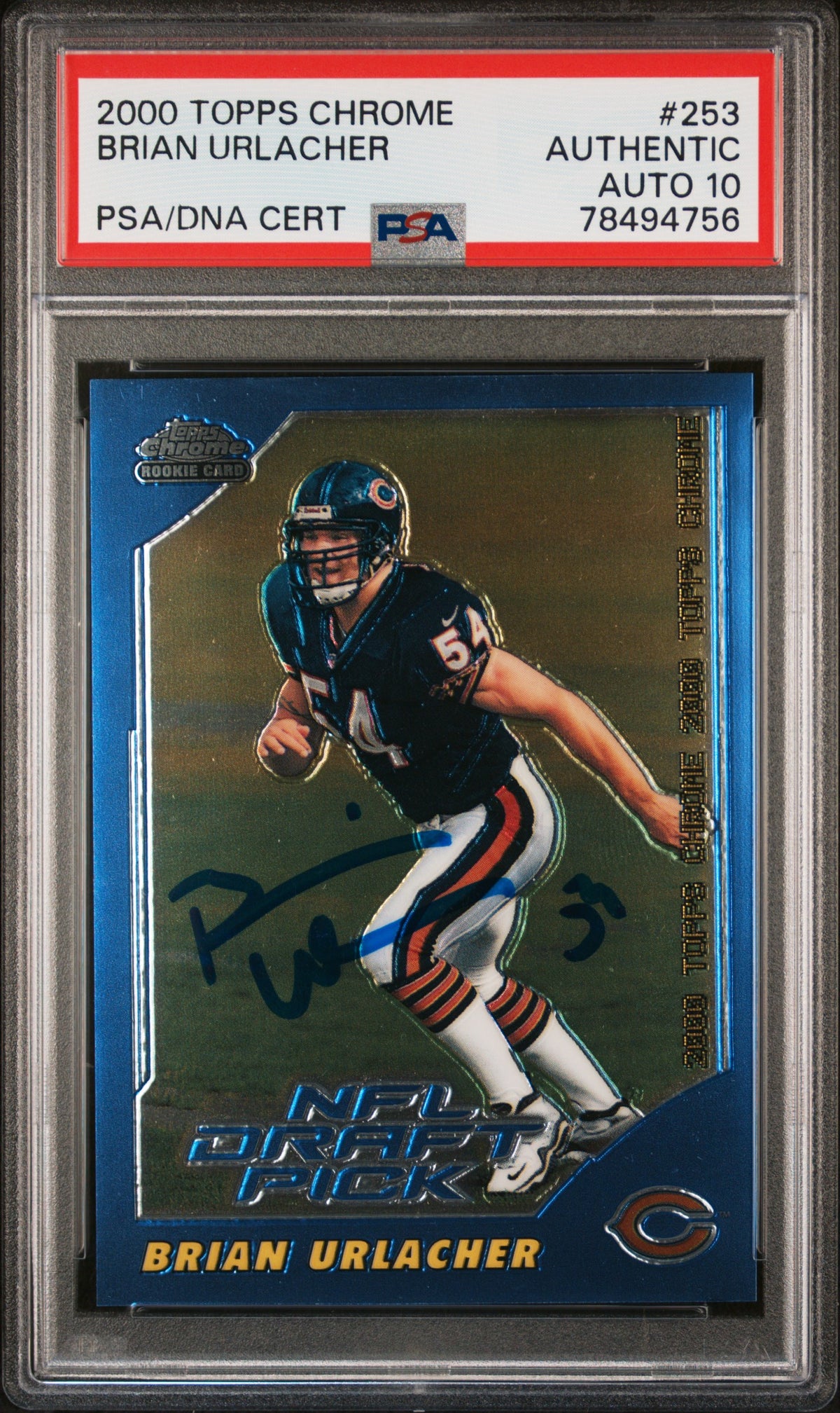 Brian Urlacher 2000 Topps Chrome Carte de recrue signée 253 Auto Grad