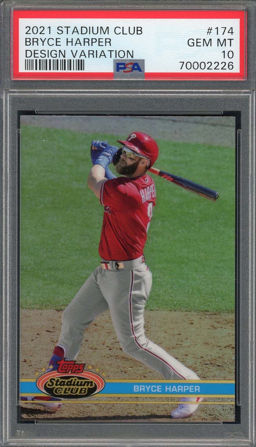 Bryce Harper 2021 Topps Chrome Refractor Baseball Card #134 Graded PSA