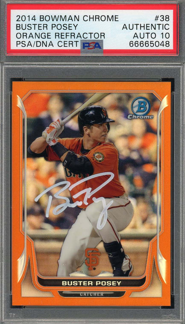 Buster Posey 2014 Bowman Chrome Orange Refractor Signed Card 