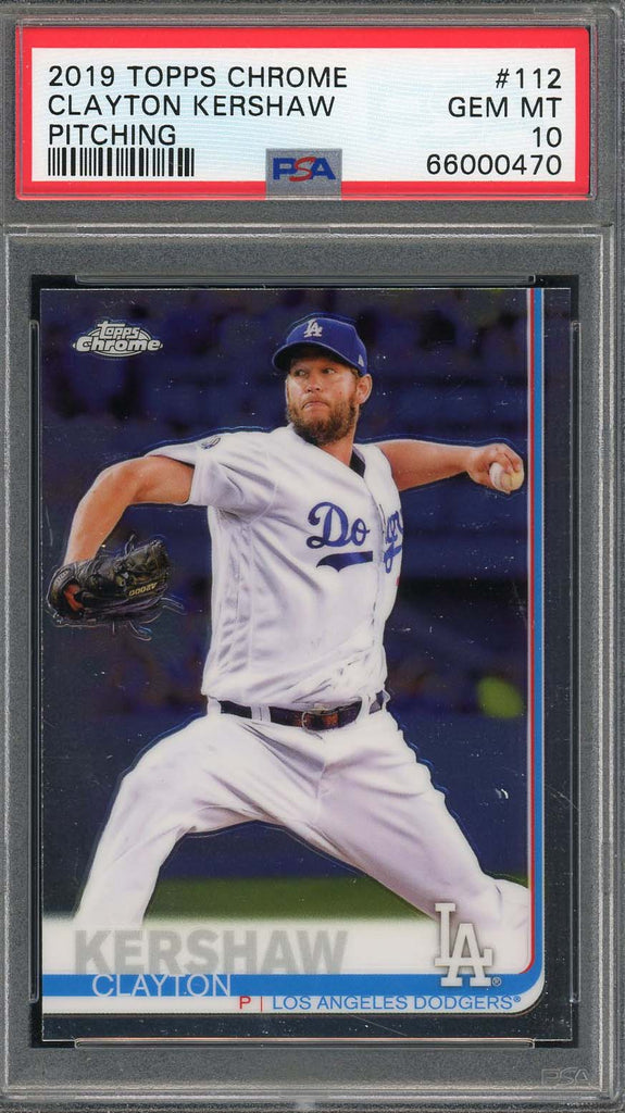 Clayton Kershaw 2018 Topps Chrome Baseball Card #121 Graded PSA 10 GEM MINT