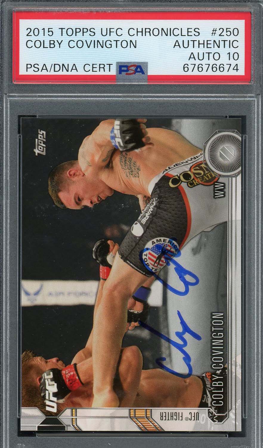 Colby Covington 2015 Topps UFC Chronicles Signed Rookie Card #250 Auto PSA 10-Powers Sports Memorabilia