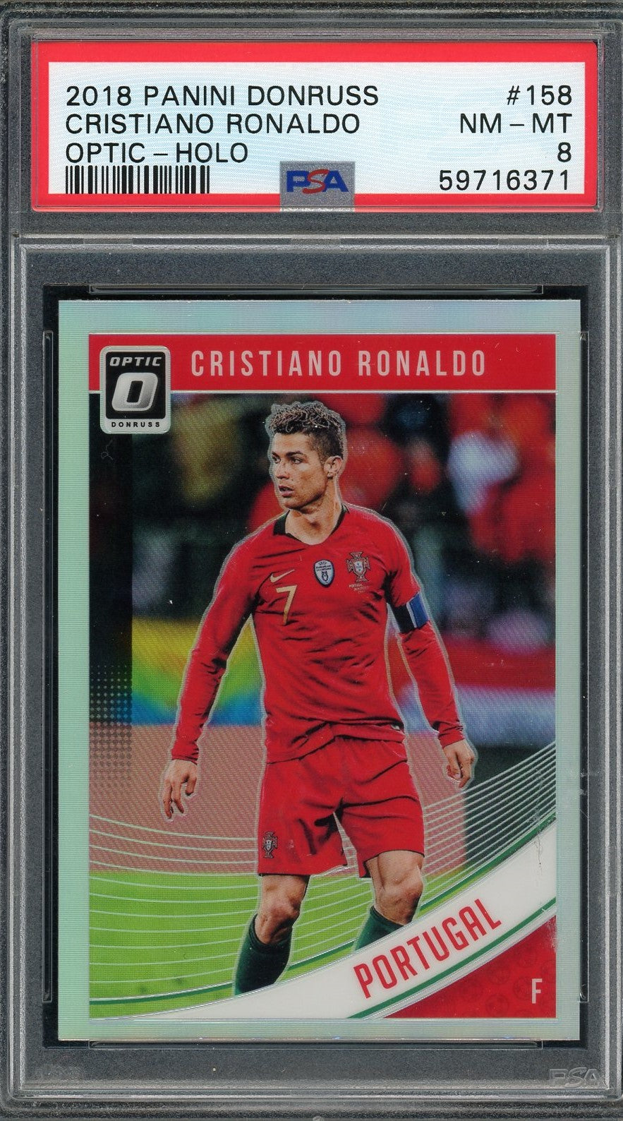 Cristiano Ronaldo 2018 Panini Donruss Optic Holo Soccer Card #158 Graded  PSA 8