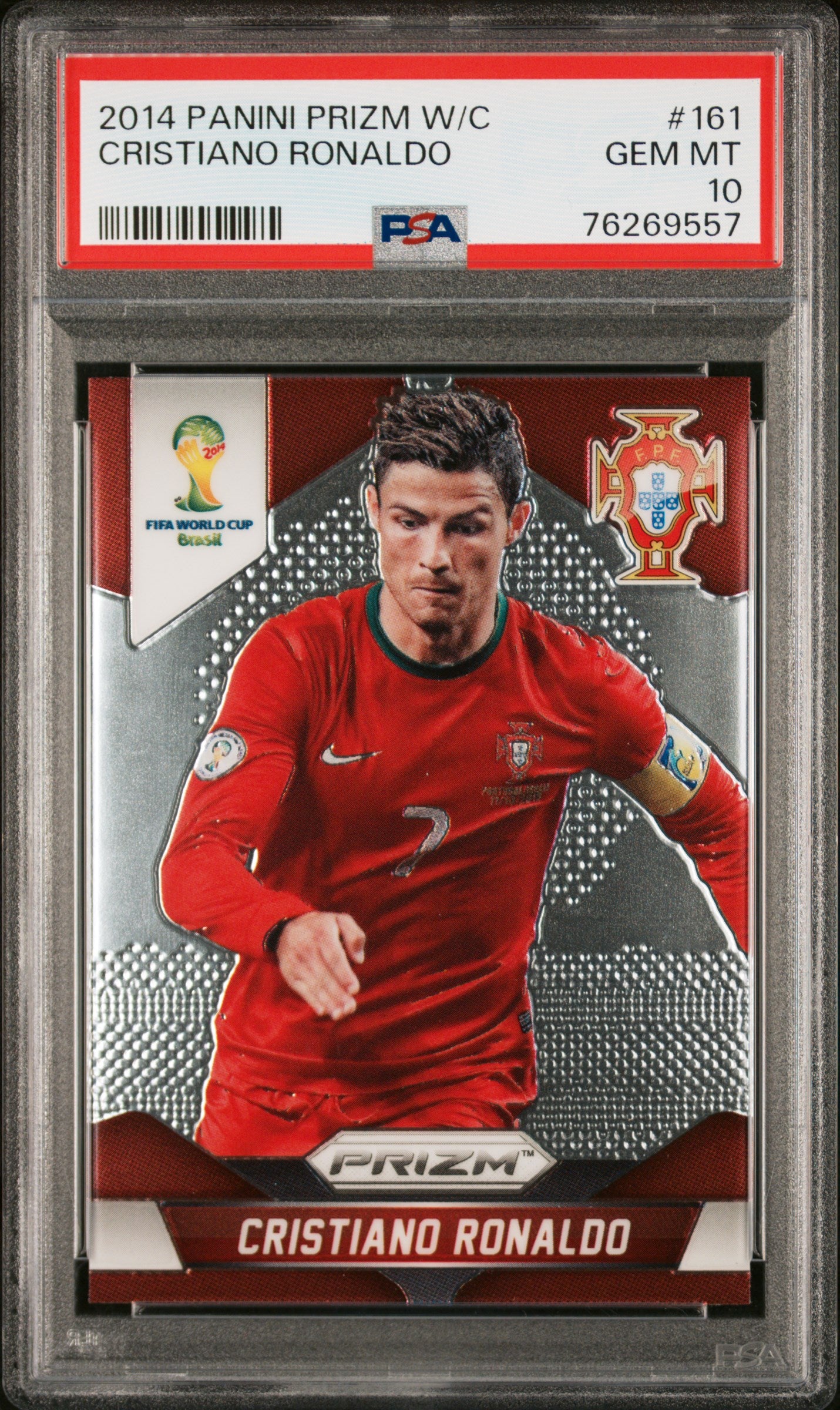 Cristiano Ronaldo 2014 Panini Prizm World Cup Soccer Card #161 Graded PSA 10-Powers Sports Memorabilia