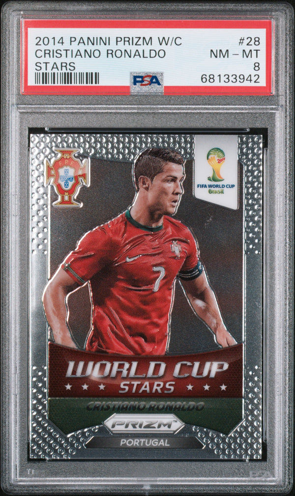 Cristiano Ronaldo 2014 Panini Prizm World Cup Stars Soccer Card #28 Graded  PSA 8