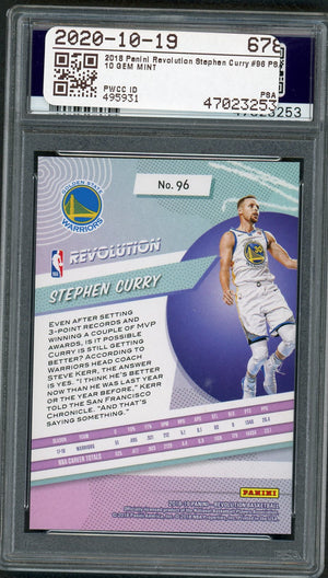 Stephen Curry 2018 Panini Revolution Basketball Card #96 Graded PSA 10 GEM MINT-Powers Sports Memorabilia