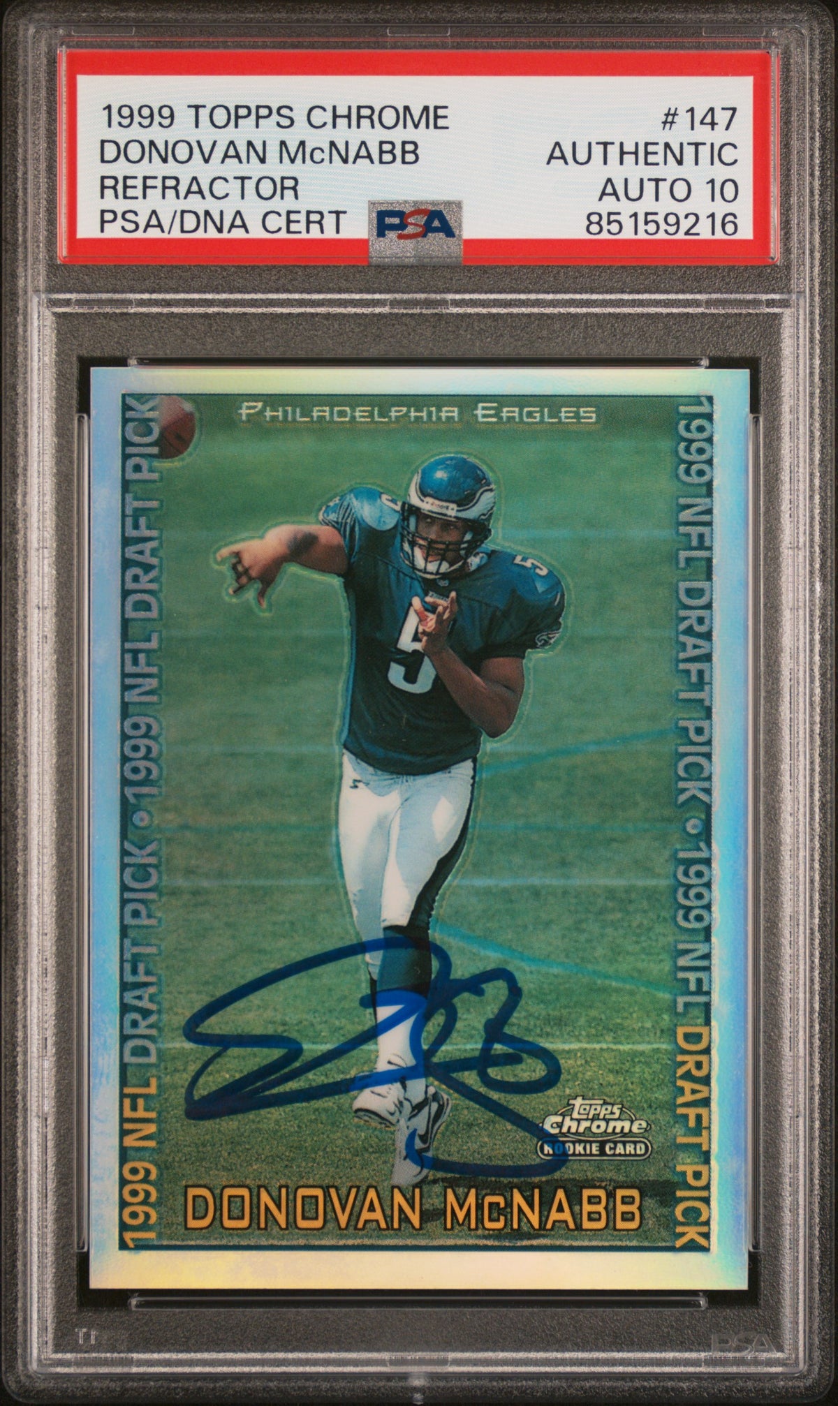 Donovan McNabb 1999 Topps Chrome Refractor Signed Rookie Card #147 Aut ...