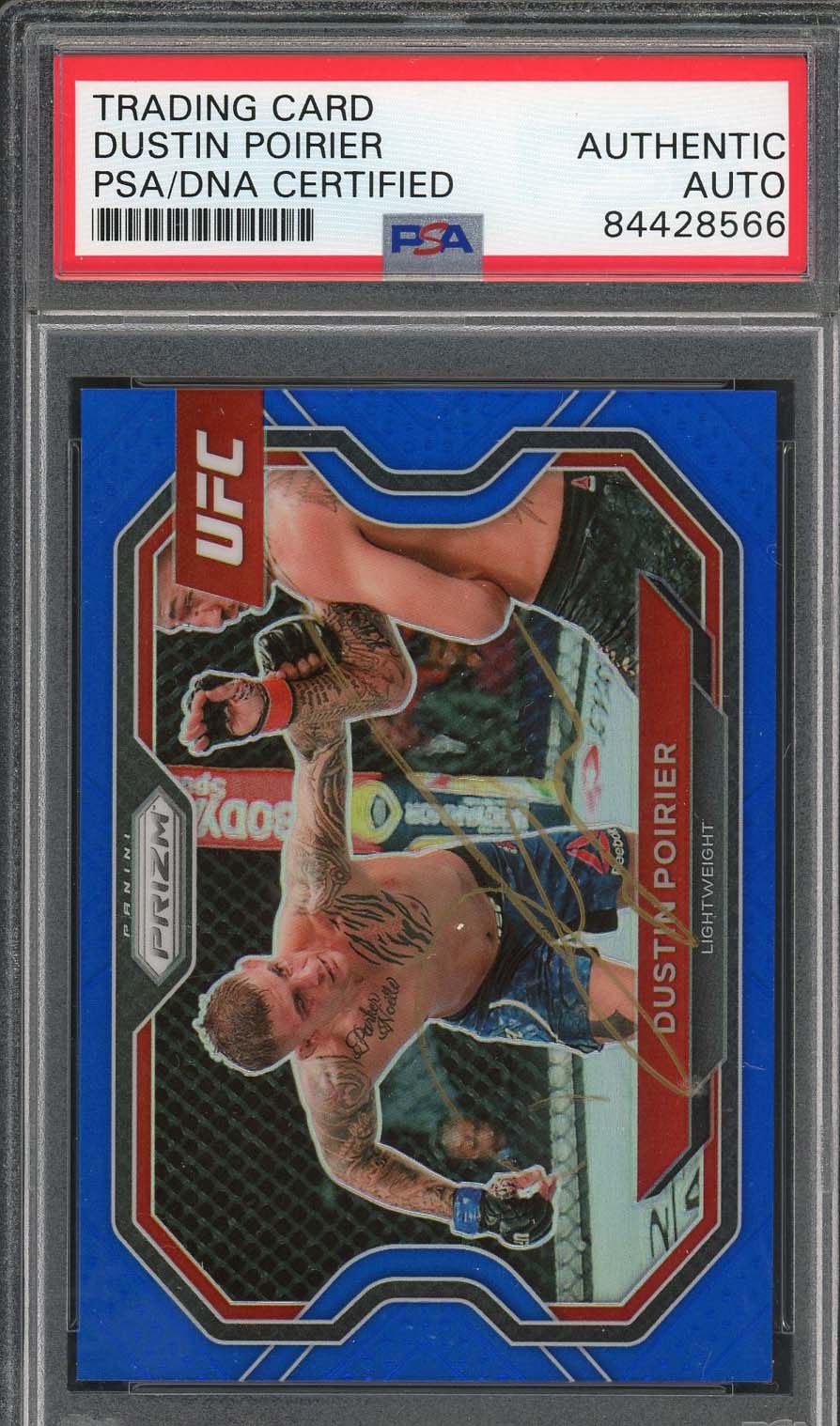 Dustin Poirier Autographed 2021 Panini Blue Prizm Signed Card #128 PSA DNA /199-Powers Sports Memorabilia